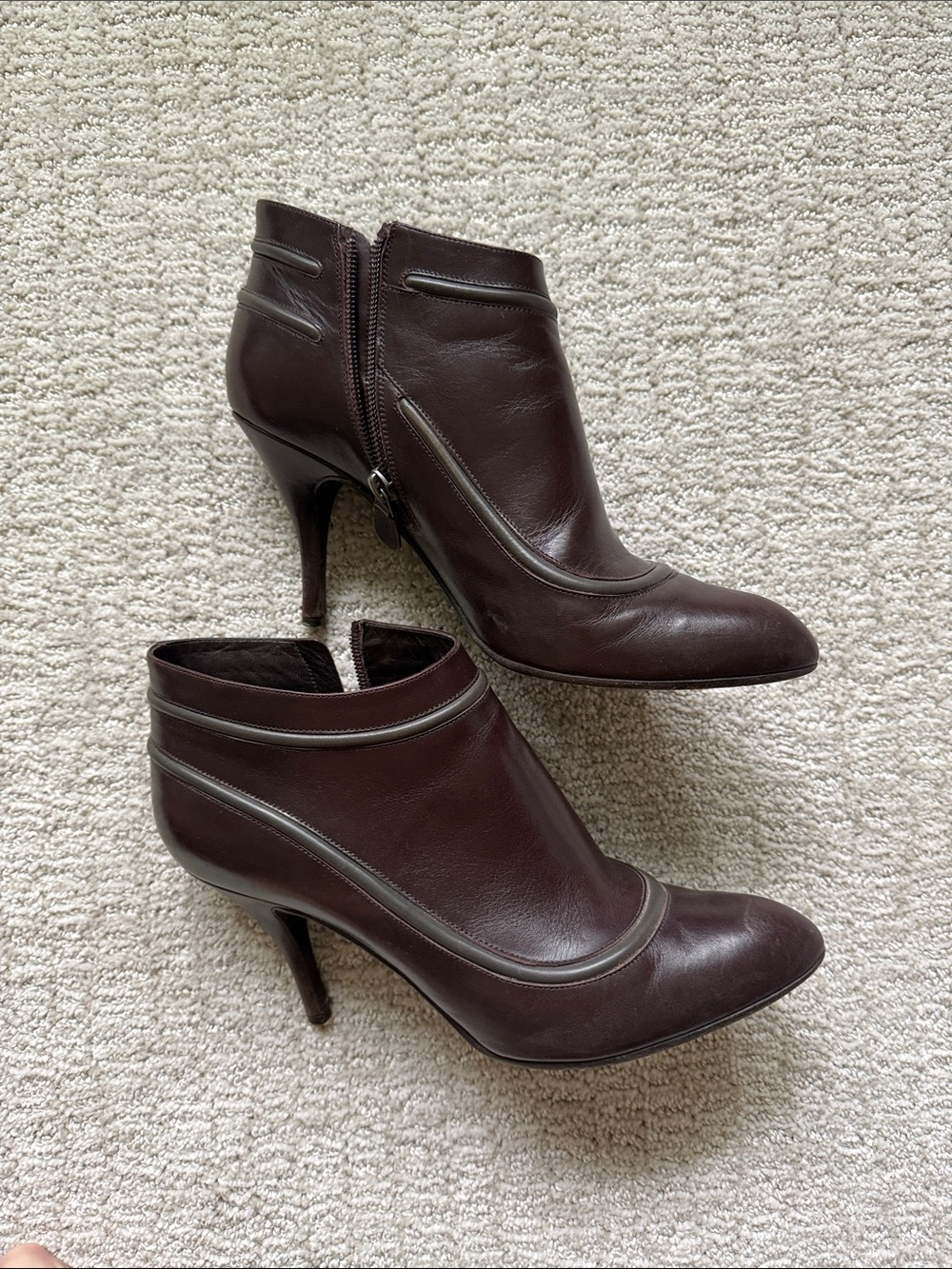 Salvatore Ferragamo Dark Brown Leather Ankle Booties